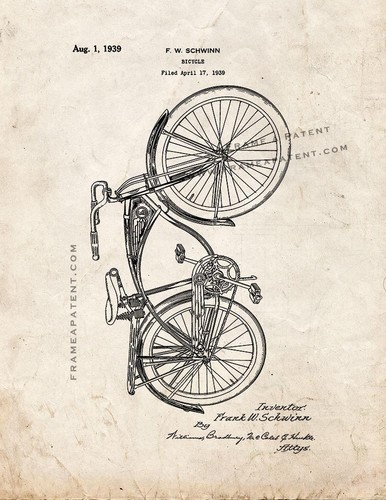 Schwinn bicycle patent print - bicycle,